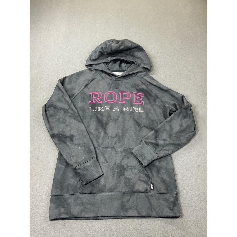 Hooey Hoodie Womens Small‎ Gray Rope Like A Girl Graphic Western Rodeo Pullover